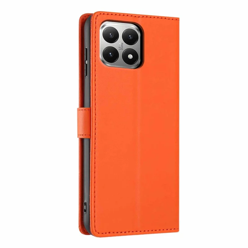 For Xiaomi 15T Stand Case Tree-and-Cat Pattern PU Leather Wallet Protective Phone Cover with Wrist Strap - Orange