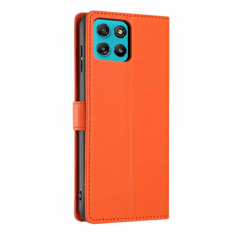 Til Motorola Moto G67 Power 5G / G57 Power 5G standtaske med træ-og-kat-mønster PU-lædertaske med pennefunktion og håndledsrem - Orange