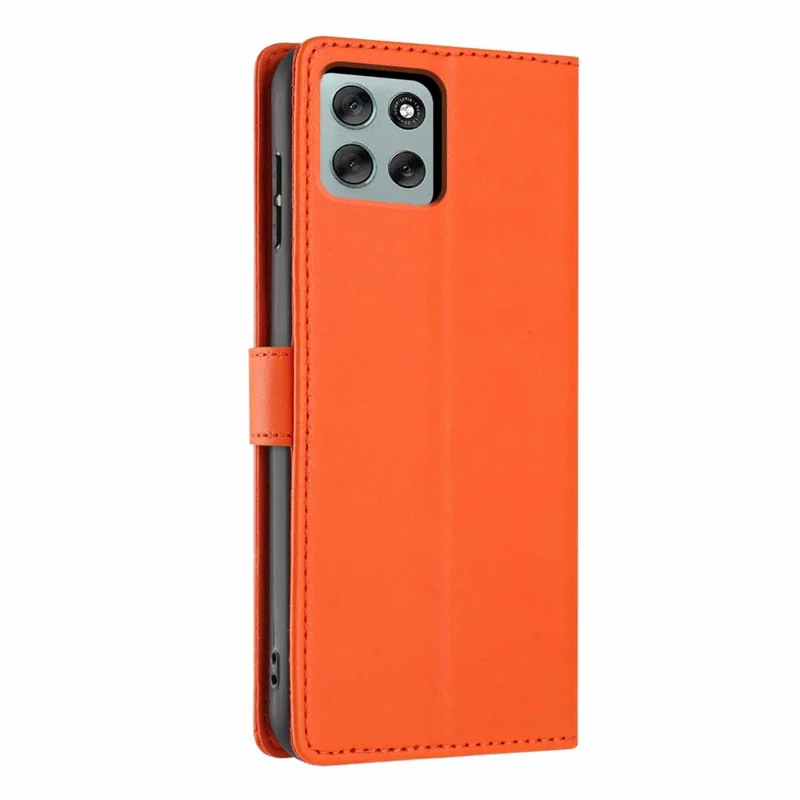 Obudowa z funkcją podpórki do Motorola Moto G56 5G z motywem drzewa i kota, portfel z poliuretanowej skóry z paskiem na nadgarstek - pomarańczowy