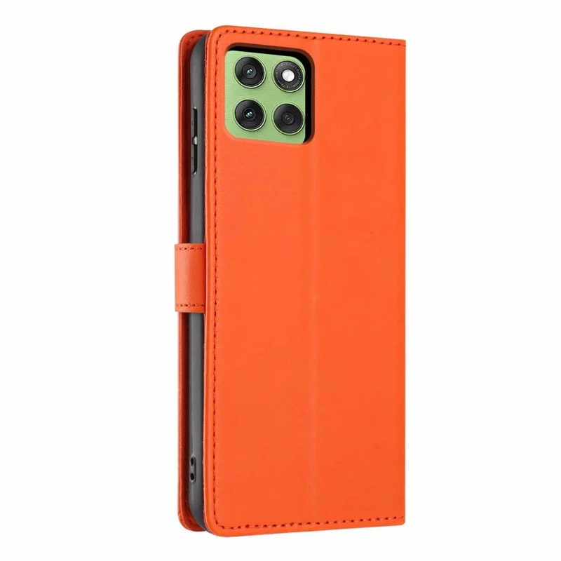For Motorola Edge 60 5G / 60 Fusion 5G Stand Case Tree-and-Cat Pattern PU Leather Wallet Protective Phone Cover with Wrist Strap - Orange