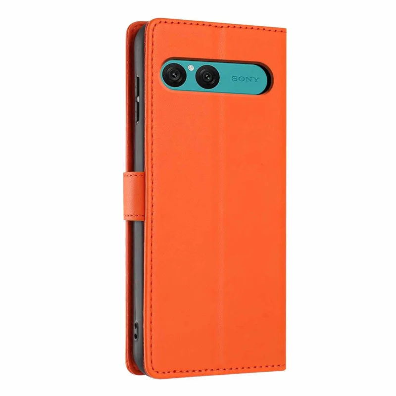For Sony Xperia 10 VII Stand Case Tree-and-Cat Pattern PU Leather Wallet Protective Phone Cover with Wrist Strap - Orange