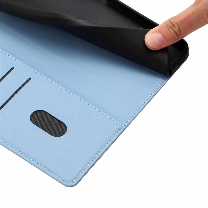 Cover con supporto per Sony Xperia 10 VII, custodia portafoglio in ecopelle con motivo albero e gatto, protezione con tracolla - Blu cielo