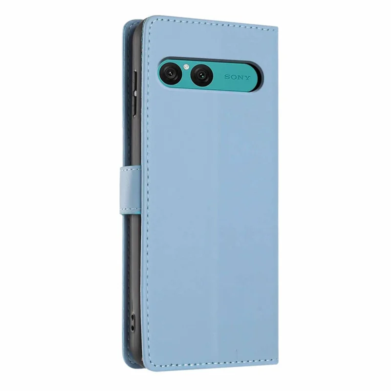 Cover con supporto per Sony Xperia 10 VII, custodia portafoglio in ecopelle con motivo albero e gatto, protezione con tracolla - Blu cielo