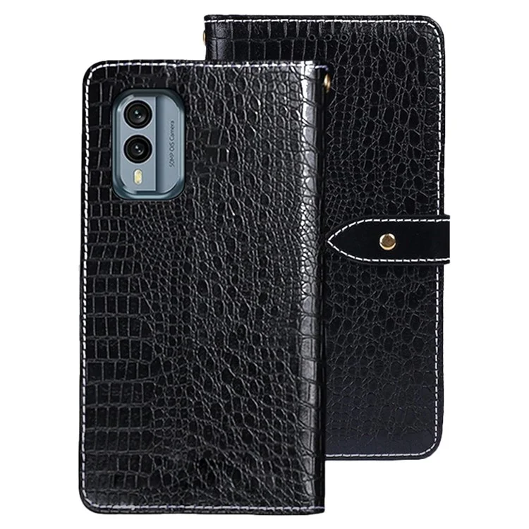 IDEWEI Für Nokia X30 5G PU Leder Krokodil Texture Telefon Hülle Schutz Smartphone Flip Wallet Wallet Cover - Schwarz