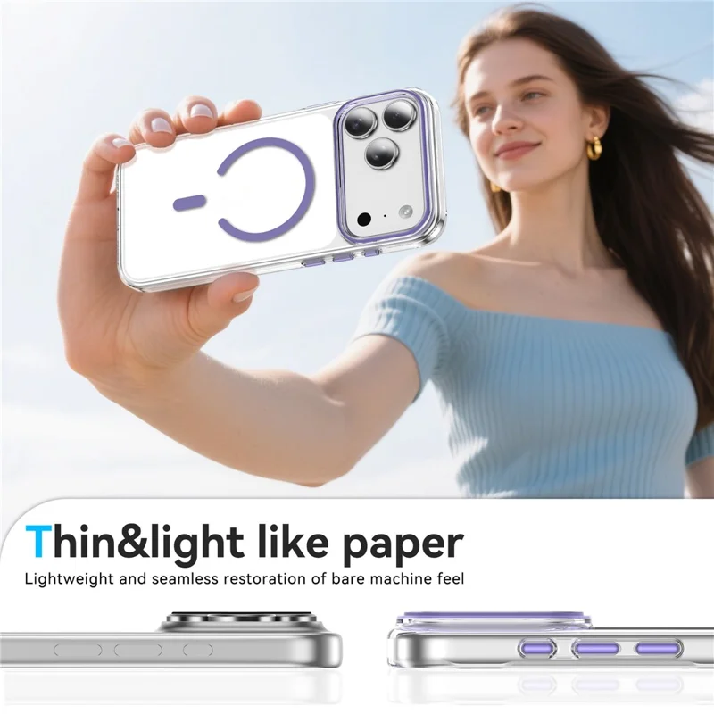 For iPhone 17 Pro Compatible with MagSafe Case Clear PC Military Grade Anti Drop Phone Cover - Orange