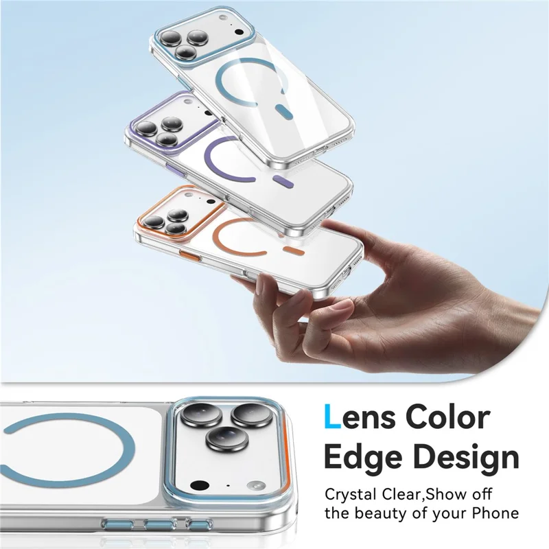 For iPhone 17 Pro Compatible with MagSafe Case Clear PC Military Grade Anti Drop Phone Cover - Orange