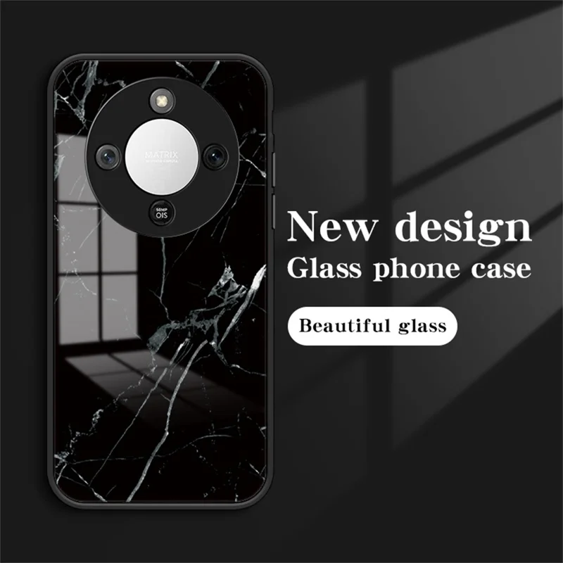 Phone Case For Honor Magic8 Lite 5G  /  X9d 5G  /  X70 5G Marble Pattern Tempered Glass + PC + TPU Protective Phone Cover - White Marble