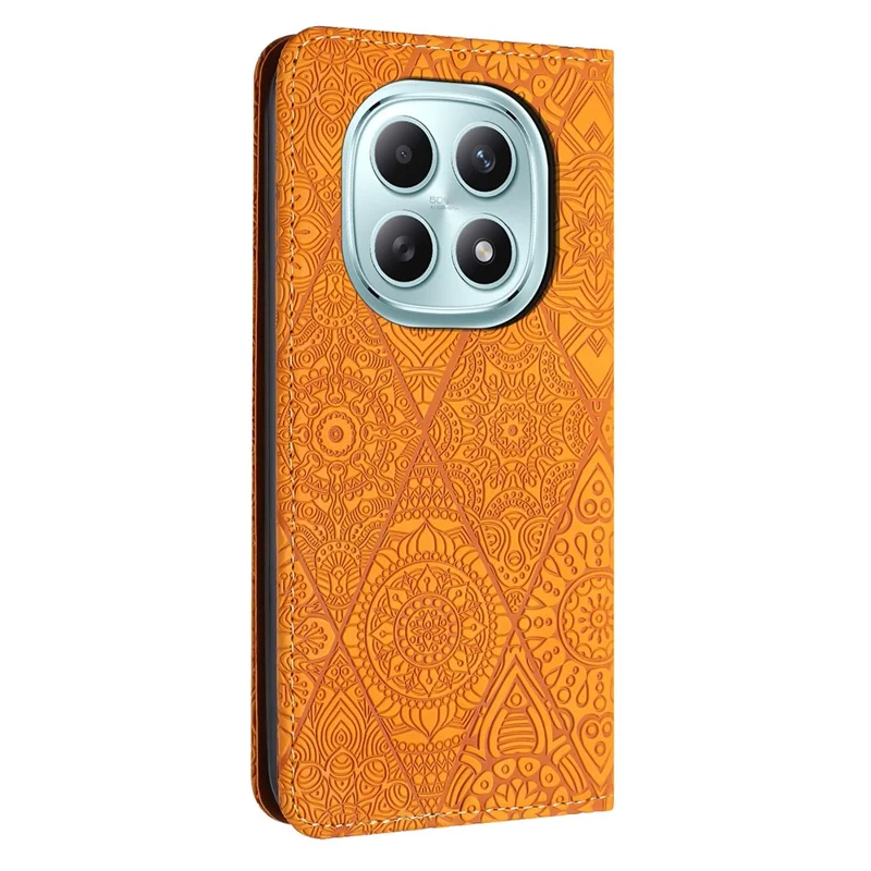 Obudowa do Xiaomi Redmi Note 15 4G (Global) / 5G (Global) z nadrukiem kwiatów, portfel, stojak, skórzana obudowa na telefon - żółty