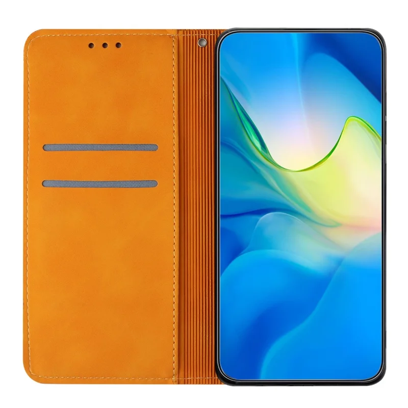 For Samsung Galaxy A37 5G Case Imprinted Flower Wallet Stand Leather Phone Cover - Yellow