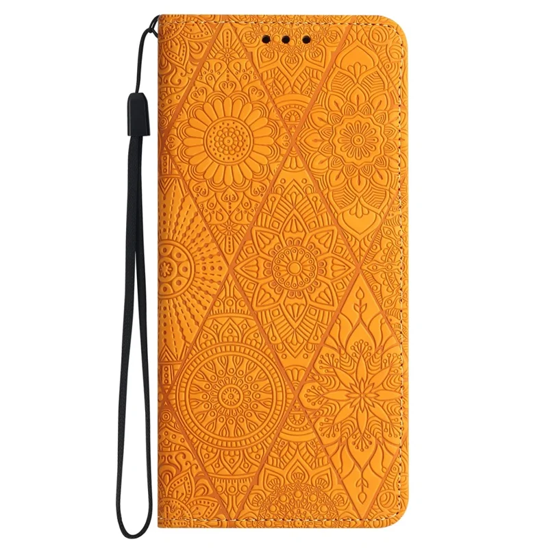 For Samsung Galaxy A37 5G Case Imprinted Flower Wallet Stand Leather Phone Cover - Yellow