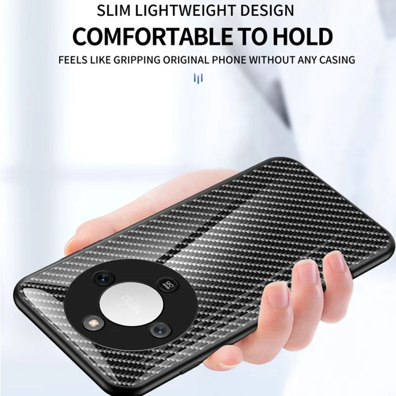 Phone Case For Honor Magic8 Lite 5G  /  X9d 5G  /  X70 5G Tempered Glass Shockproof Phone Cover - Black Fiber