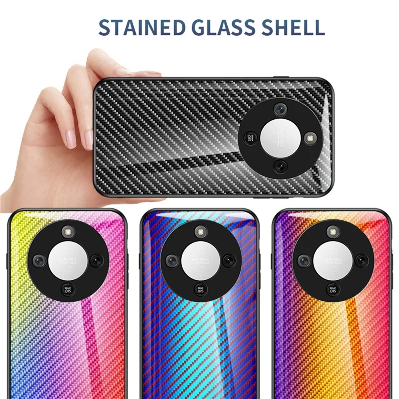 Phone Case For Honor Magic8 Lite 5G  /  X9d 5G  /  X70 5G Tempered Glass Shockproof Phone Cover - Black Fiber