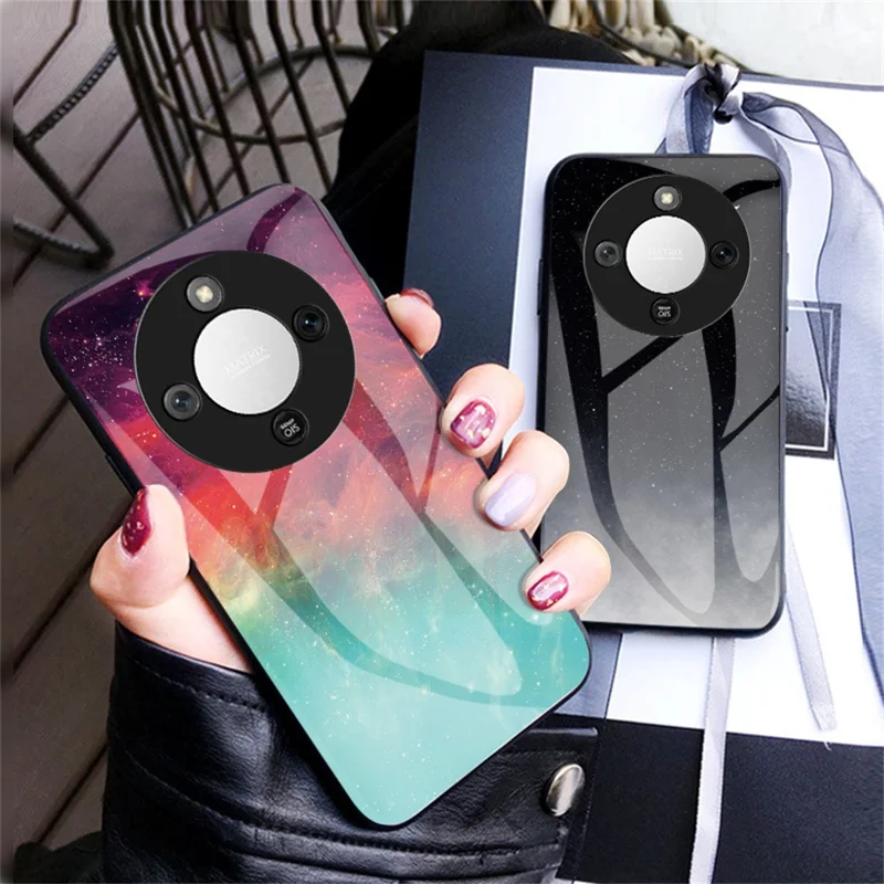 Phone Case For Honor Magic8 Lite 5G  /  X9d 5G  /  X70 5G Starry Sky Pattern Tempered Glass Phone Cover - Color Starry Sky