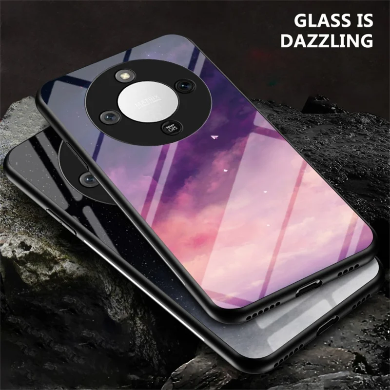 Phone Case For Honor Magic8 Lite 5G  /  X9d 5G  /  X70 5G Starry Sky Pattern Tempered Glass Phone Cover - Color Starry Sky