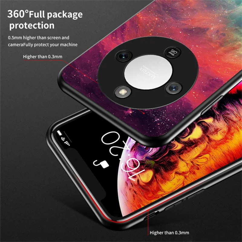 Phone Case For Honor Magic8 Lite 5G  /  X9d 5G  /  X70 5G Starry Sky Pattern Tempered Glass Phone Cover - Color Starry Sky