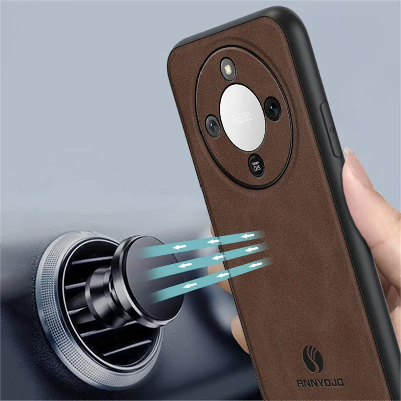 ANNYOJO Phone Case For Honor Magic8 Lite 5G  /  X9d 5G  /  X70 5G PU Leather + PC + TPU Anti Drop Phone Back Cover - Coffee