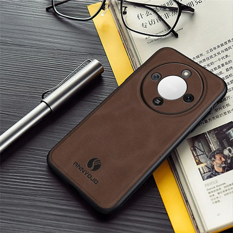 ANNYOJO Phone Case For Honor Magic8 Lite 5G  /  X9d 5G  /  X70 5G PU Leather + PC + TPU Anti Drop Phone Back Cover - Coffee