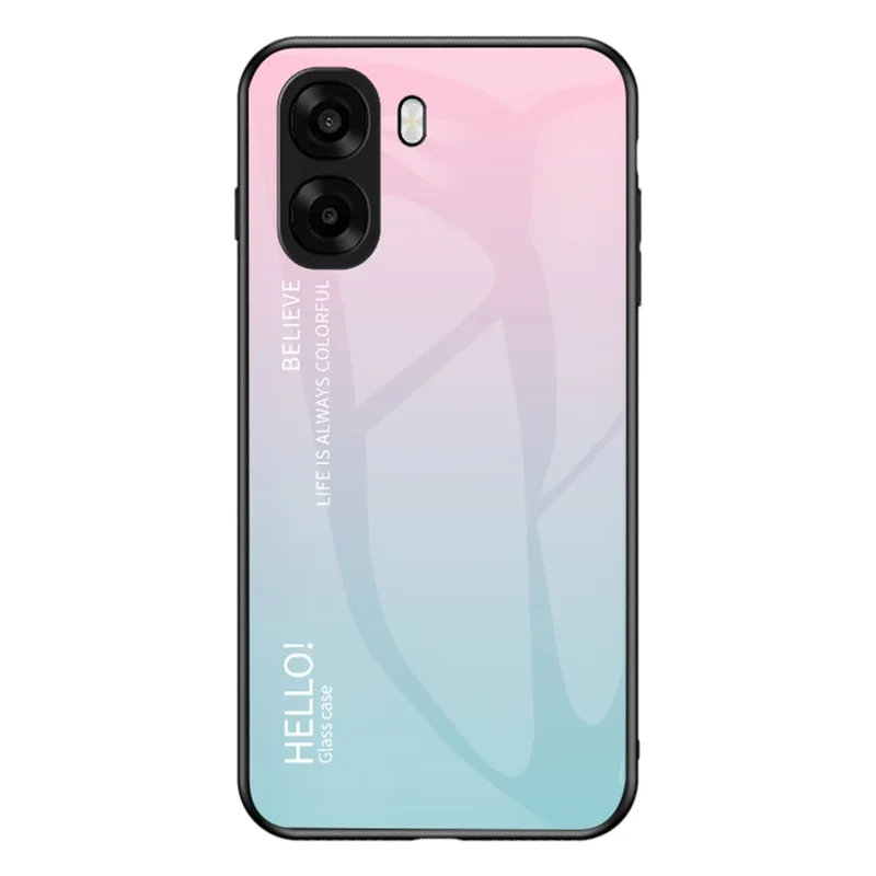 Phone Case For Oppo A6x 5G  /  A6x 4G Anti-Scratch Tempered Glass + PC + TPU Phone Cover - Gradient Pink Blue