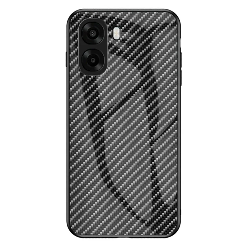 Phone Case For Oppo A6x 5G  /  A6x 4G Tempered Glass Shockproof Phone Cover - Black Fiber