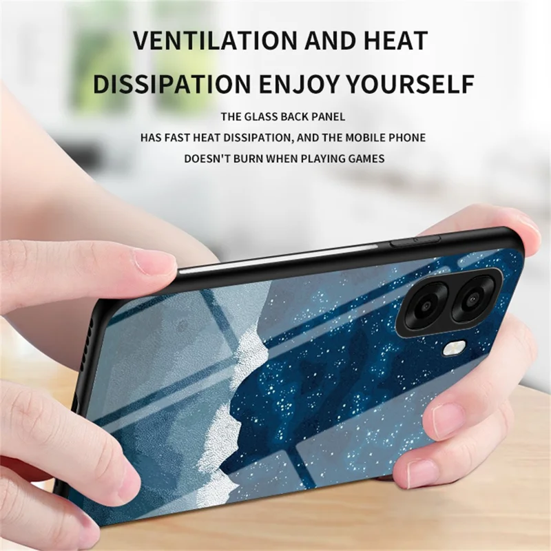 Phone Case For Oppo A6x 5G  /  A6x 4G Starry Sky Pattern Tempered Glass Phone Cover - Scattering Starry