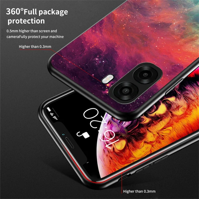 Phone Case For Oppo A6x 5G  /  A6x 4G Starry Sky Pattern Tempered Glass Phone Cover - Scattering Starry