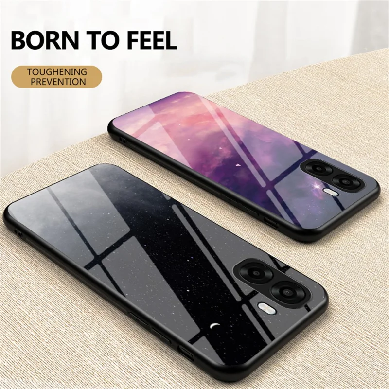 Phone Case For Oppo A6x 5G  /  A6x 4G Starry Sky Pattern Tempered Glass Phone Cover - Scattering Starry