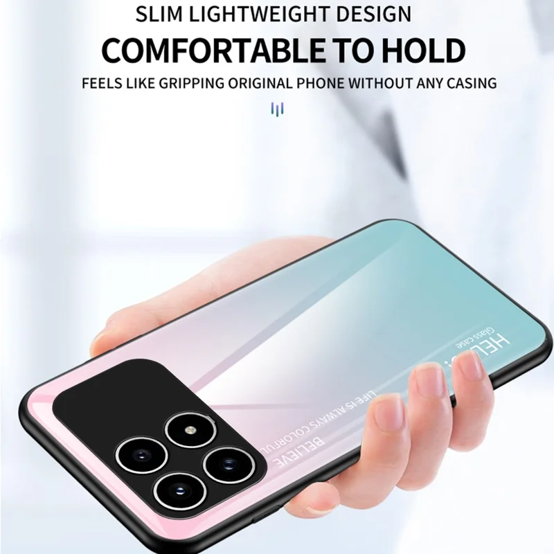 Phone  Case For Xiaomi Poco F8 Pro  /  Redmi K90 5G Anti-Scratch Tempered Glass + PC + TPU Phone Cover - Gradient Pink Blue