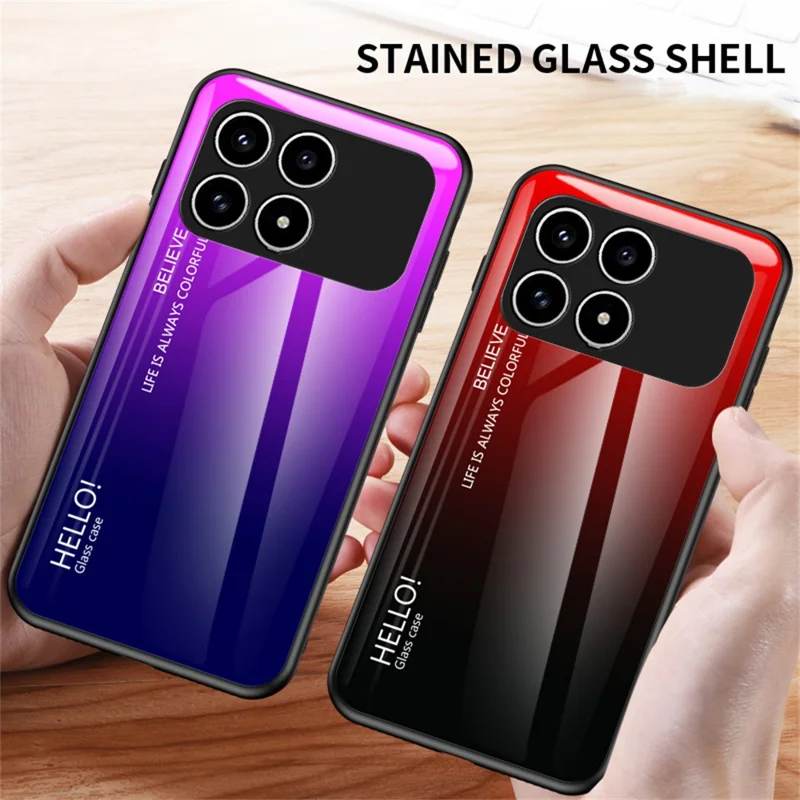 Phone  Case For Xiaomi Poco F8 Pro  /  Redmi K90 5G Anti-Scratch Tempered Glass + PC + TPU Phone Cover - Gradient Pink Blue