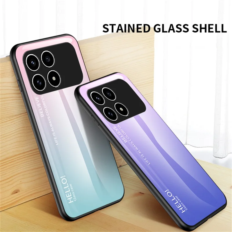 Phone  Case For Xiaomi Poco F8 Pro  /  Redmi K90 5G Anti-Scratch Tempered Glass + PC + TPU Phone Cover - Gradient Pink Blue