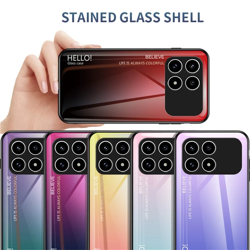 Phone  Case For Xiaomi Poco F8 Pro  /  Redmi K90 5G Anti-Scratch Tempered Glass + PC + TPU Phone Cover - Gradient Pink Blue
