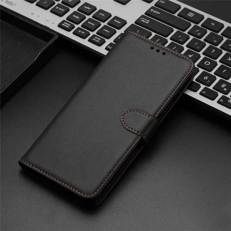 For Samsung Galaxy S26 Ultra Case Stand Wallet Leather Phone Cover with Strap - Black