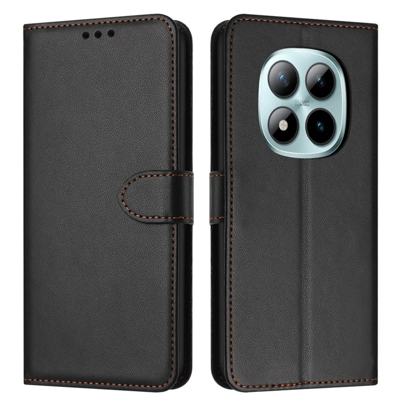 For Xiaomi Redmi Note 15 Pro 4G (Global) Case Stand Wallet Leather Phone Cover with Strap - Black