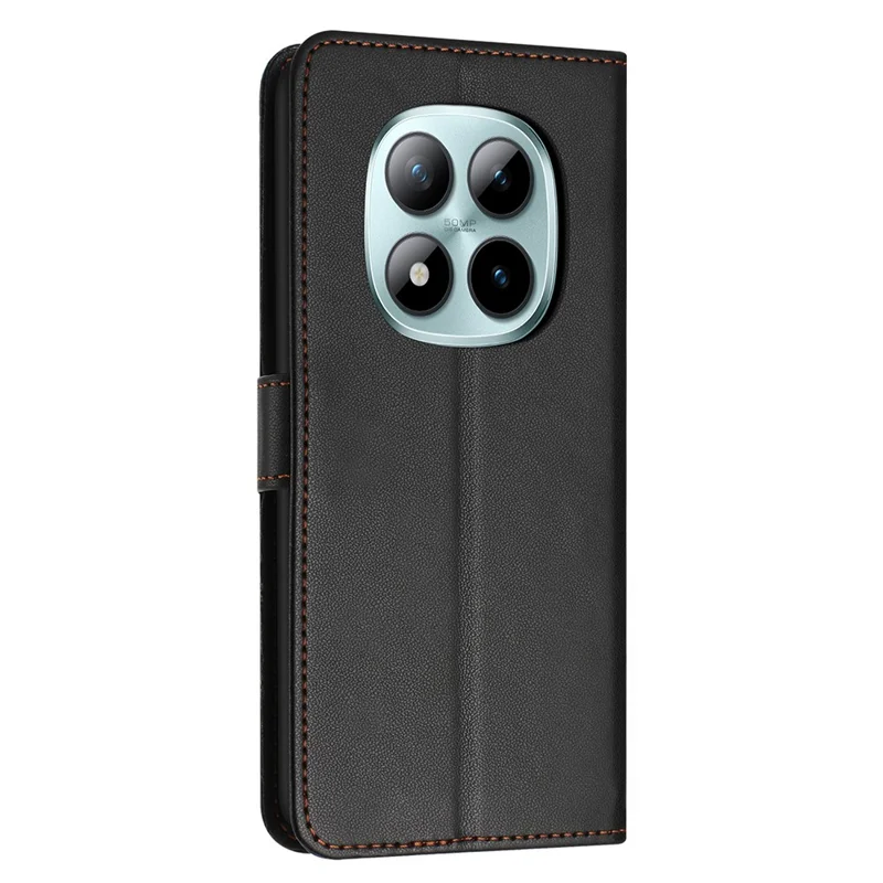 For Xiaomi Redmi Note 15 Pro 4G (Global) Case Stand Wallet Leather Phone Cover with Strap - Black