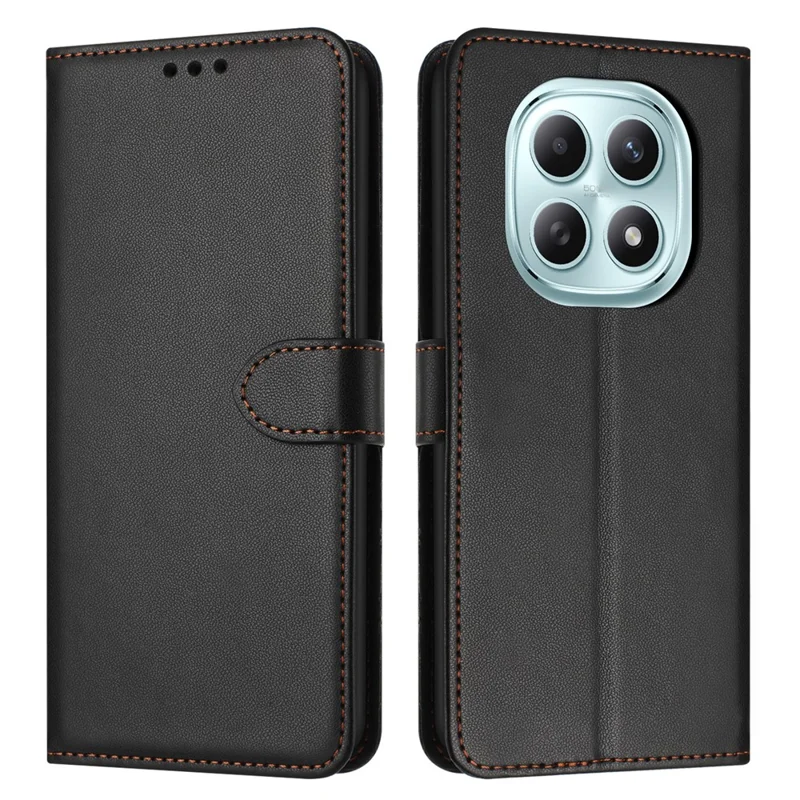 For Xiaomi Redmi Note 15 4G (Global) Case Stand Wallet Leather Phone Cover with Strap - Black