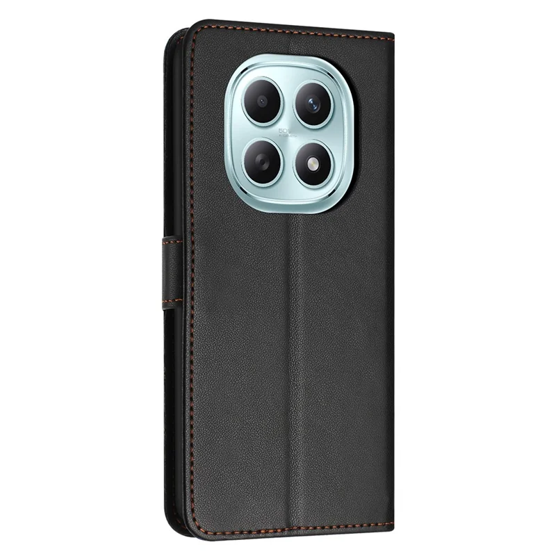 For Xiaomi Redmi Note 15 4G (Global) Case Stand Wallet Leather Phone Cover with Strap - Black
