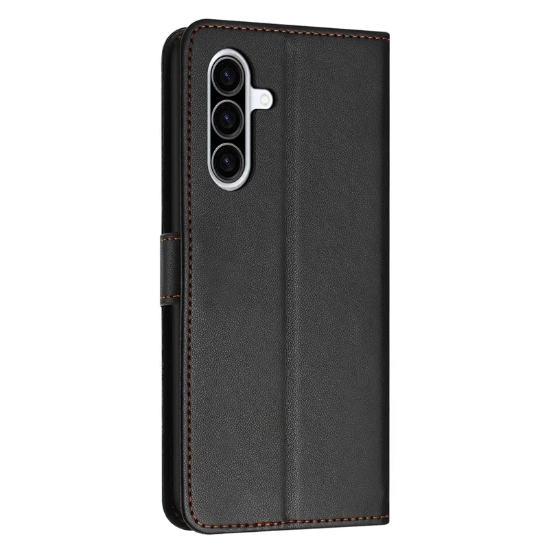 For Samsung Galaxy A57 5G Case Stand Wallet Leather Phone Cover with Strap - Black