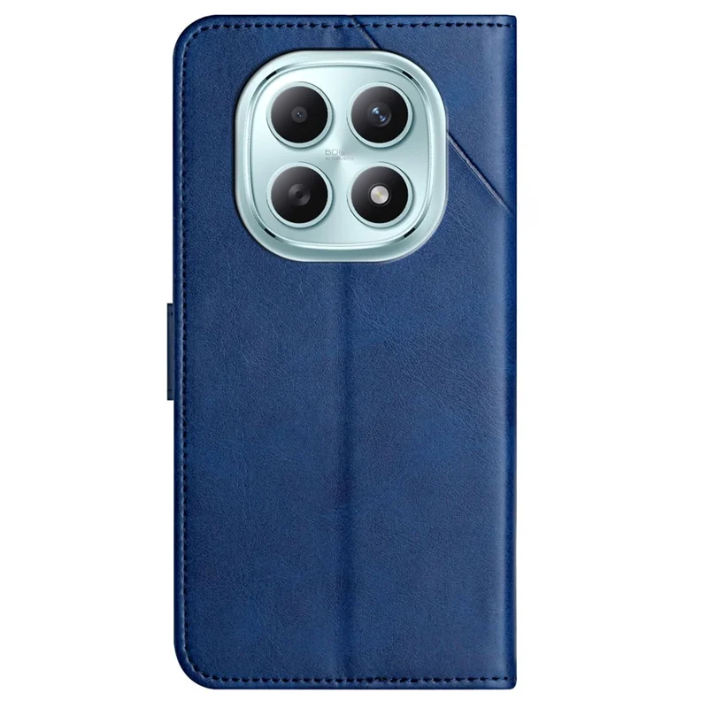 For Xiaomi Redmi Note 15 4G (Global) Case Line Pattern Wallet Leather Phone Cover with Wrist Strap - Blue