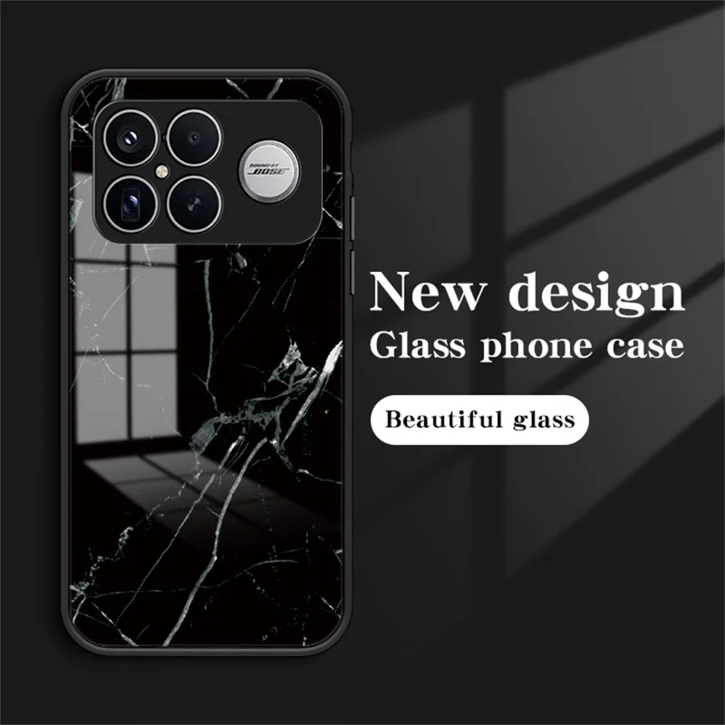 Phone Case For Xiaomi Poco F8 Ultra  /  Redmi K90 Pro Max 5G Marble Pattern Tempered Glass + PC + TPU Protective Phone Cover - Blood Red Marble