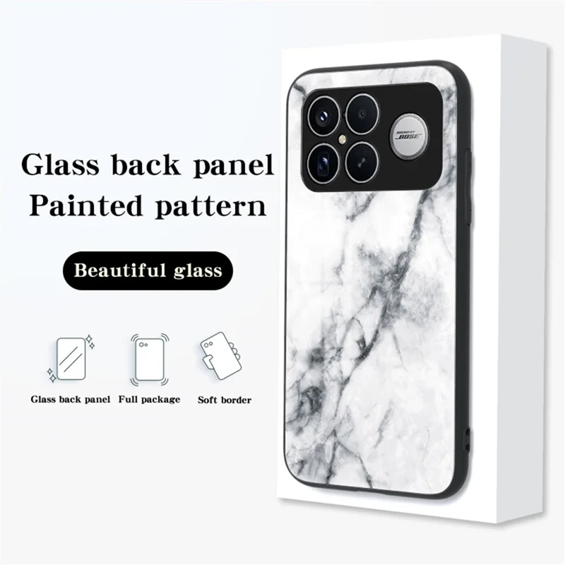Phone Case For Xiaomi Poco F8 Ultra  /  Redmi K90 Pro Max 5G Marble Pattern Tempered Glass + PC + TPU Protective Phone Cover - Blood Red Marble