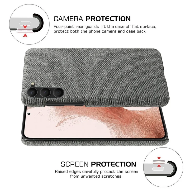 Für Samsung Galaxy S23 Mobiltelefon Schutzhülle Schale Einfarbige Harte PC + Tuch Handyhülle - Grau