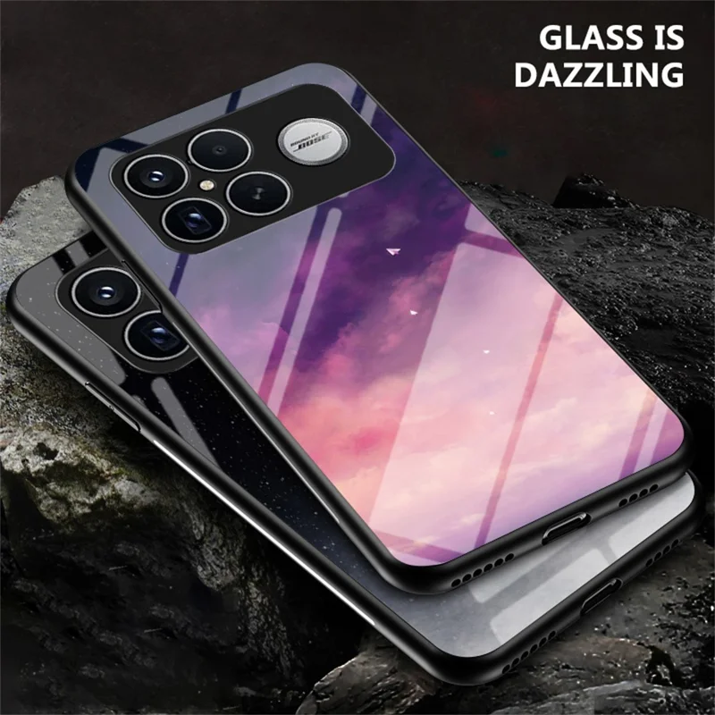 Phone Case For Xiaomi Poco F8 Ultra  /  Redmi K90 Pro Max 5G Starry Sky Pattern Tempered Glass Phone Cover - Cosmic Starry Sky