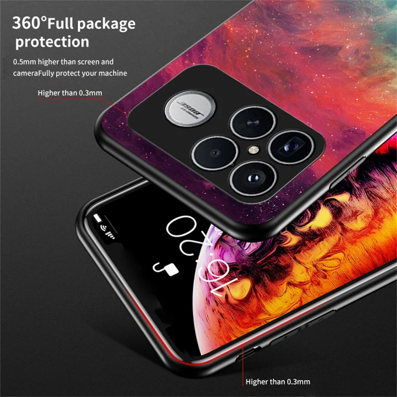 Phone Case For Xiaomi Poco F8 Ultra  /  Redmi K90 Pro Max 5G Starry Sky Pattern Tempered Glass Phone Cover - Cosmic Starry Sky