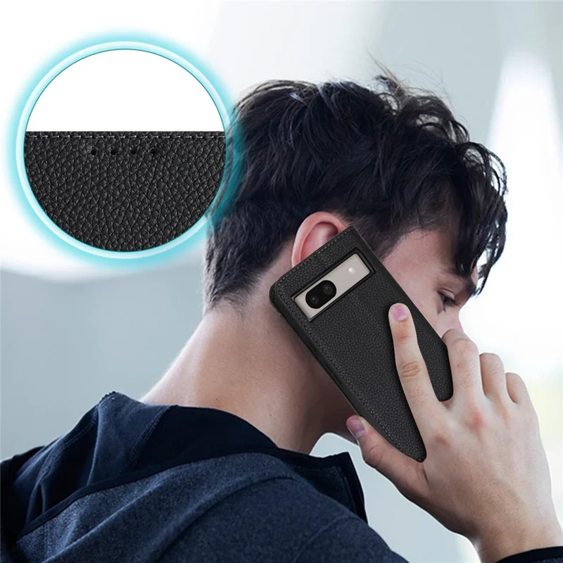 For Google Pixel 8a Case Stand Wallet Litchi Texture Leather Flip Phone Cover with Strap - Black