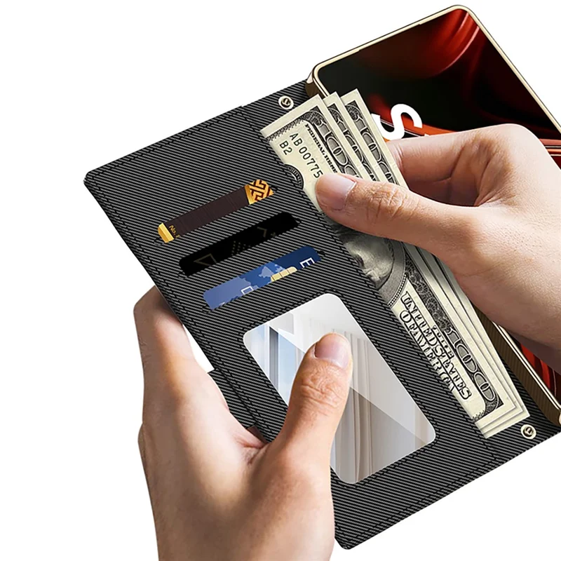 GKK For Samsung Galaxy S26 Ultra Case with Card Holder Mirror Electroplate Leather Flip Cover Rhombus Pattern - Black