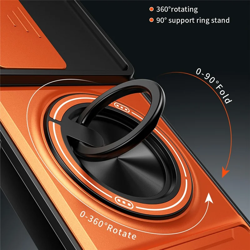 For Xiaomi Redmi A5 4G (171.7mm) Magnetic Case Ring Holder Foldable Kickstand TPU PC Phone Cover with Camera Lens Slider - Silver