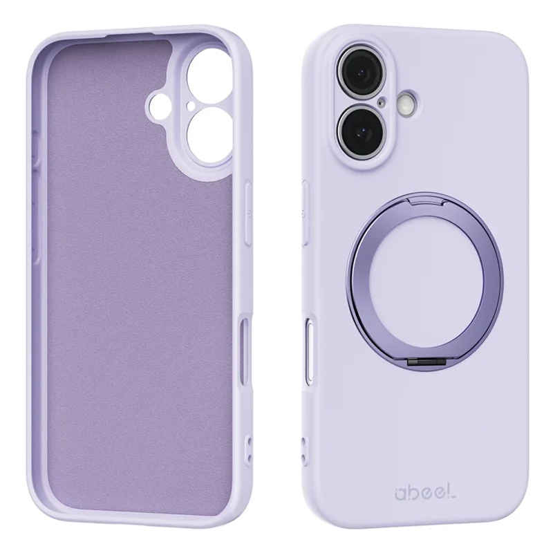 ABEEL For iPhone 16 Magnetic Case Kickstand Skin Touch Liquid Silicone Phone Cover - Purple