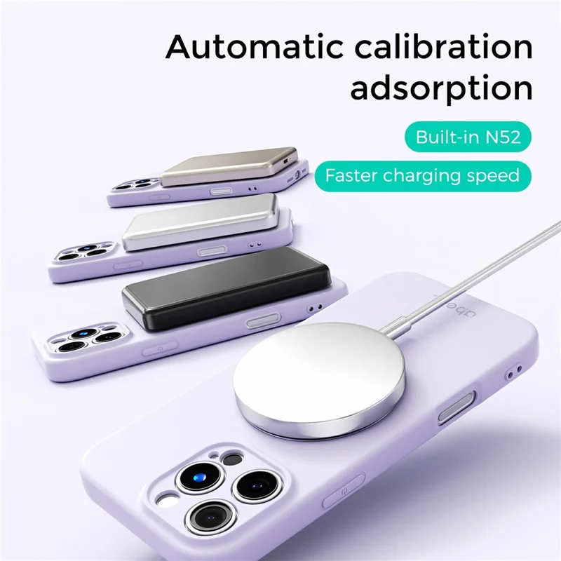 ABEEL Für iPhone 16 Pro Max Magnetische Hülle Mit Ständer Hautfreundliche Flüssigsilikon-Handyhülle - Lila