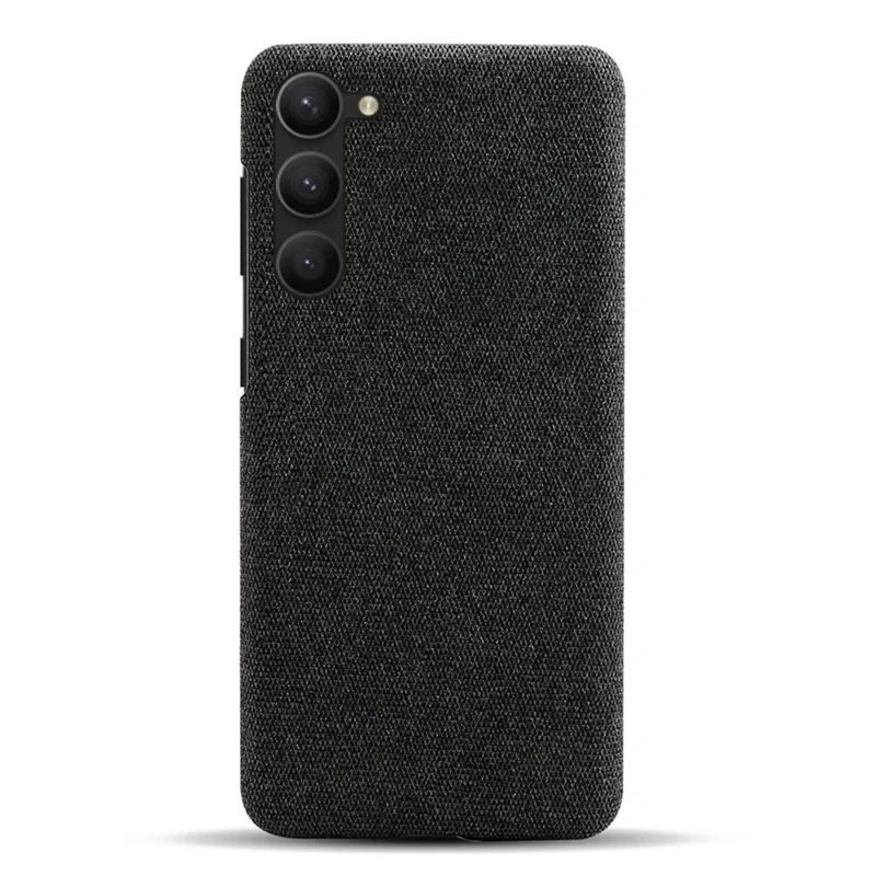 Чехол для Samsung Galaxy S23+ однотонный жесткий поликарбонат + ткань, защитный чехол от царапин - черный