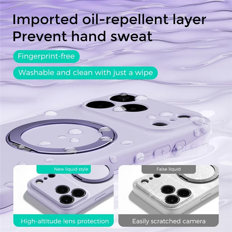 ABEEL Capa Magnética com Suporte para iPhone 17 Pro Max, Capa de Silicone Líquido com Toque Suave e Suporte - Roxo