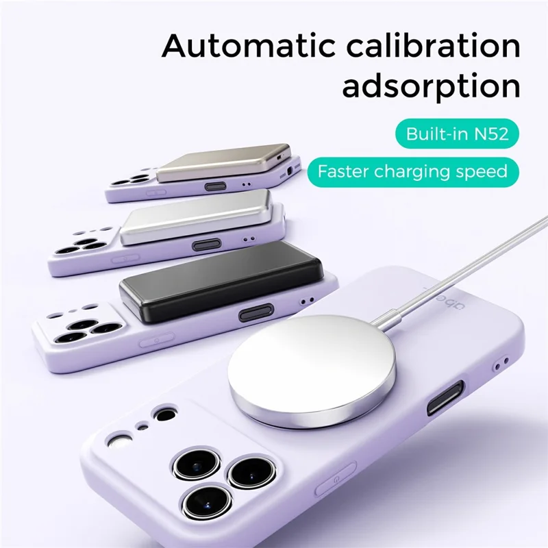 ABEEL Capa Magnética com Suporte para iPhone 17 Pro Max, Capa de Silicone Líquido com Toque Suave e Suporte - Roxo